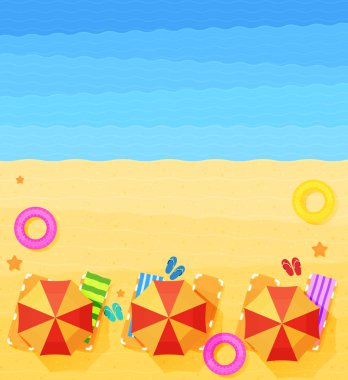 Vektör plaj dalgalar, şemsiye ile