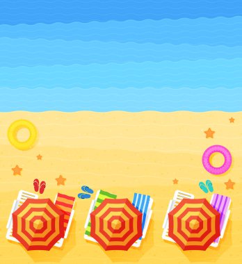 Vektör plaj dalgalar, şemsiye ile