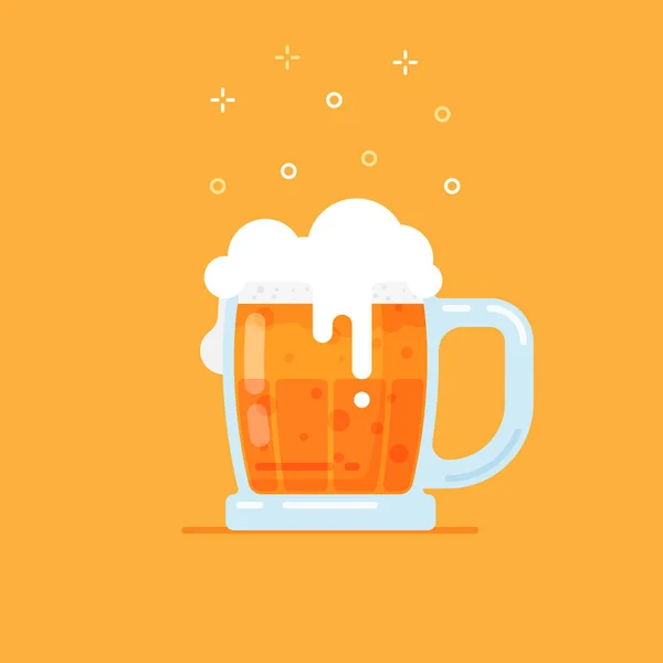Pivo ve skle, plochý design — Stockový vektor