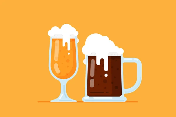 Pivo ve skle, plochý design — Stockový vektor