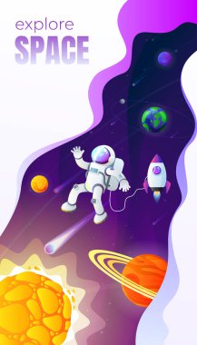 evren. alanı. uzay yolculuğu. Tasarım. vektör çizim