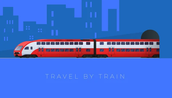 Tren de pasajeros. Transporte subterráneo tren subterráneo. ilustración vectorial — Vector de stock