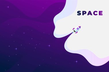 Alanı düz vektör arka plan, gezegenler ve yıldızlar. Senin metin için yer.