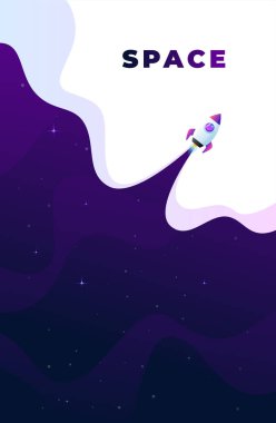 Alanı düz vektör arka plan, gezegenler ve yıldızlar. Senin metin için yer.