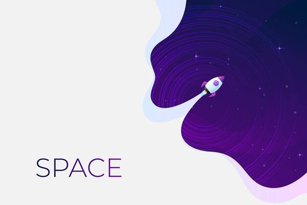 Space flat vector background, planets and stars. Space for your text.