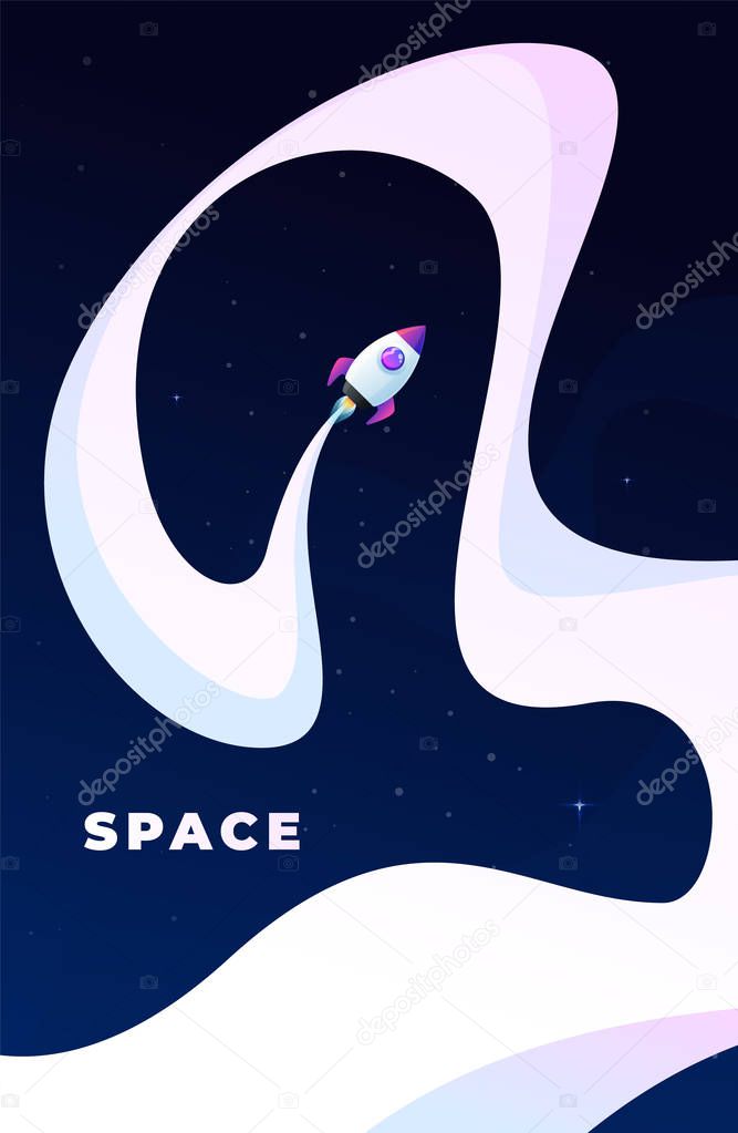 Space flat vector background, planets and stars. Space for your text.