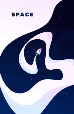 Alanı düz vektör arka plan, gezegenler ve yıldızlar. Senin metin için yer.