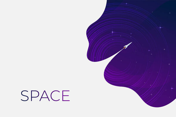 Space flat vector background, planets and stars. Space for your text.