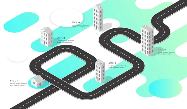 İzometrik navigasyon harita Infographic. Yoldayım. Vektör çizim.