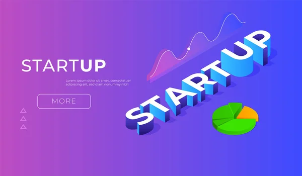 Abbildung des Diagramms Startup-Konzept Landing Page Design. — Stockvektor