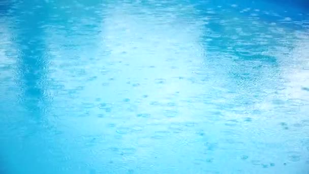 Gotas Chuva Piscina — Vídeo de Stock