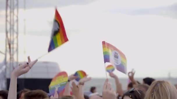 Salónica Grécia Junho 2018 Pessoas Celebram Dia Orgulho — Vídeo de Stock