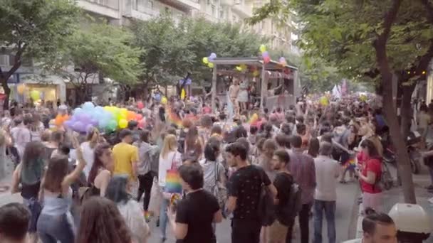 Thessaloniki Řecko Červen 2018 Lidé Slaví Den Hrdosti — Stock video