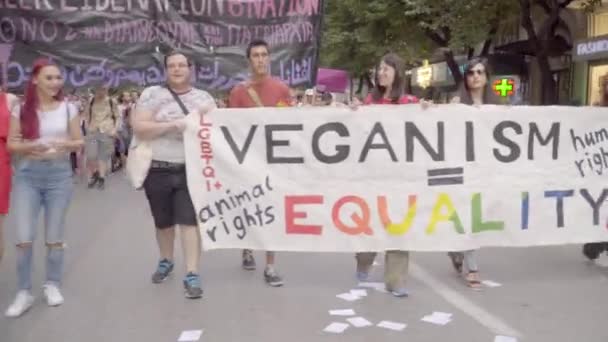 Tesalónica Grecia Junio 2018 Los Veganos Celebran Día Del Orgullo — Vídeos de Stock