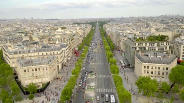 Париж Червень 2018 Міський Пейзаж Paris Переглянути Від Тріумфальної Арки — стокове відео