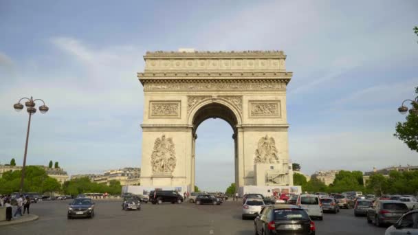 Paris Frankrike Juni 2018 Triumfbågen Avenue Des Champs Elysées Med — Stockvideo