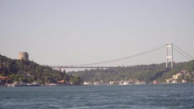 Istanbul, Türkiye - Temmuz 2018: Panoramik, Fatih Sultan Mehmet asma köprü boğaz Istanbul Türkiye