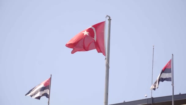Флаг Турции Флаги Бешиктаса — стоковое видео