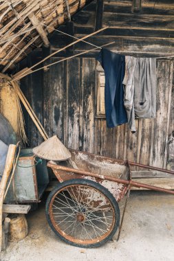 Thatchings tekne ile detayını çatı Baicha Köyü, Hainan, Çin şeklinde