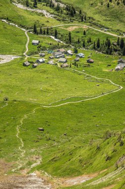 Vadi, dağ evi de miage, Alpleri'nde, Fransa (tur du Mont Blanc köyde) 