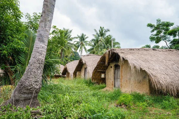 Thatchings Csónak Alakú Tető Baicha Village Hainan Kína — Stock Fotó