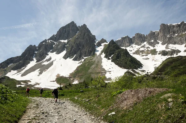 Vandrare Alperna Frankrike Tour Mont Blanc — Stockfoto