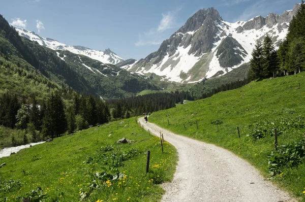 Wandelaars Alpen Frankrijk Tour Mont Blanc — Stockfoto