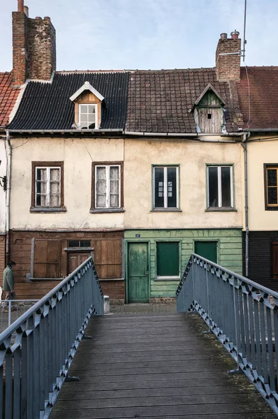 Oud Hout Frame Gevel Schemering Saint Leu Amiens Frankrijk — Stockfoto