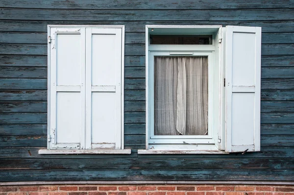 Niebieskie Okna Drewniane Saint Leu Amiens Francja — Zdjęcie stockowe