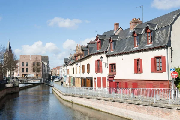 Bunte Hausfassade Kanal Saint Leu Amiens Franz — Stockfoto