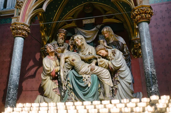 Amiens Frankrijk Apr 2014 Houten Sculpturen Vertegenwoordigt Bijbelverhalen Notre Dame — Stockfoto