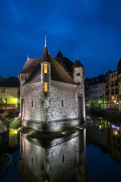 Oude Gevangenis Annecy Palais Isle Schemering — Stockfoto