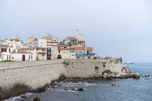 Старые Здания Укрепленные Стены Антиба Недалеко Средиземного Моря Французская Ривьера — стоковое фото