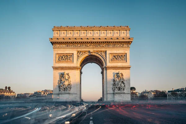 Arc Triomphe Etoile Łuk Triumfalny Star Nocy Jest Jeden Najbardziej — Zdjęcie stockowe