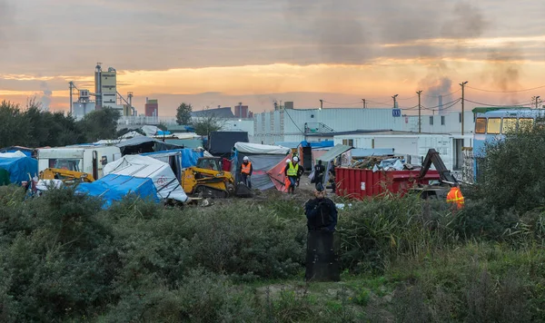 Calais Francja Października 2016 Refugees Namioty Dżungli Calais Podczas Eksmisji — Zdjęcie stockowe