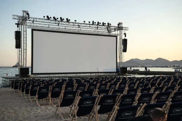 Cannes Francja Maja 2015 Kino Plenerowe Plaży Cannes Francja — Zdjęcie stockowe