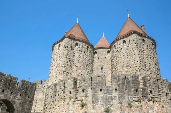 Detalhe Fortaleza Carcassonne França Languedoc — Fotografia de Stock