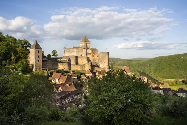 Ovocný Sad Při Západu Slunce Castelnaud Chapelle — Stock fotografie