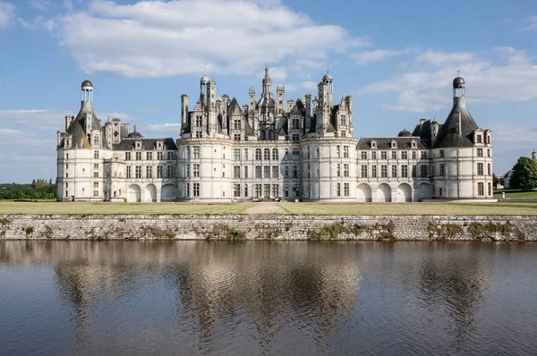 Kasteel Van Chambord Reflectie Buurt Van Blois Frankrijk — Stockfoto
