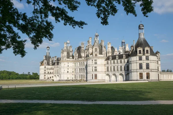 Zámek Chambord Její Odraz Blízkosti Blois Francie — Stock fotografie