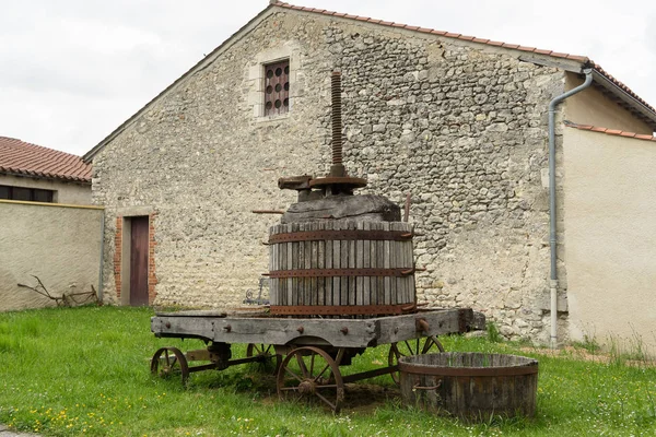 Stare Prasy Drewniane Charroux Francja — Zdjęcie stockowe