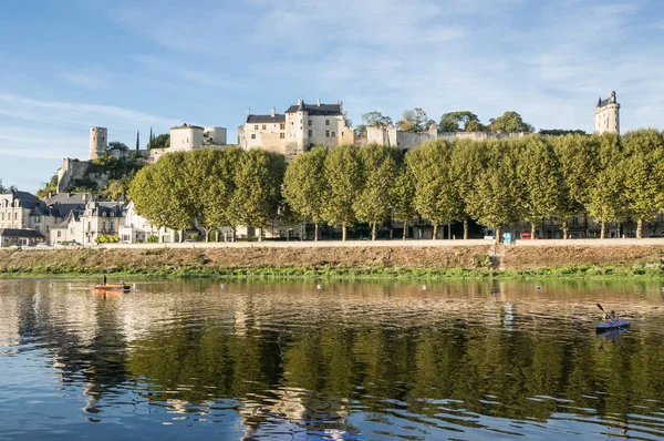 Chinon Muromgärdade Slott Skymningen Frankrike — Stockfoto
