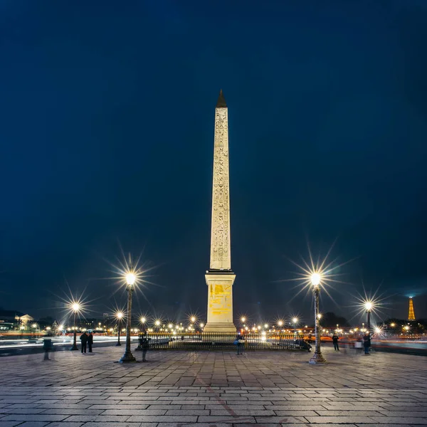Vista Panoramica Luxor Obelisco Sulla Piazza Concorde Nel Periodo Natalizio — Foto Stock