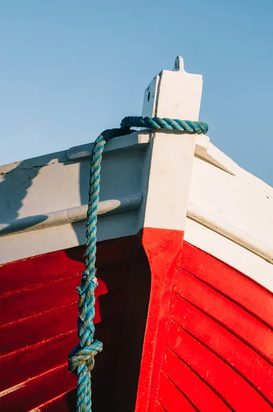 Detalhe Velho Barco Madeira Vermelho Etretat Normandia França — Fotografia de Stock