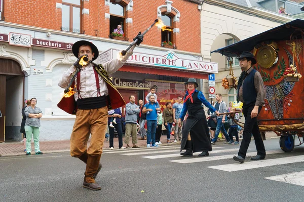 Douai Francia Julio 2015 Músicos Actúan Festival Gayant Gayant Gigante — Foto de Stock