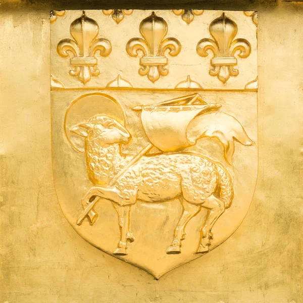 Blazon Oro Rouen Stemma Con Agnello Pascal Fiori Giglio Francia — Foto Stock