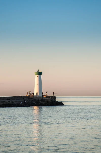 Lighthouse Fishers Dawn Grau Agde Herault France — Stock Photo, Image