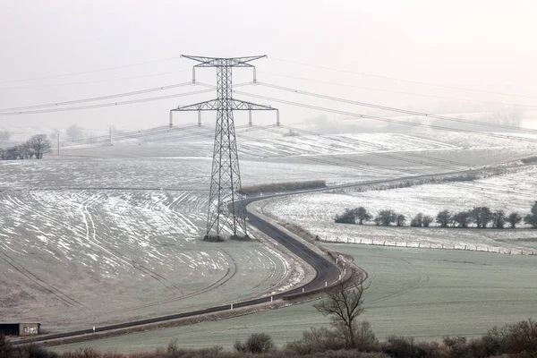 Fazenda Coberta Neve Lorraine França — Fotografia de Stock