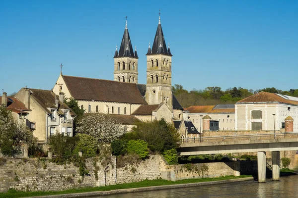 Kolegiátní Kostel Notre Dame Řeky Seiny Melun Melun Francouzské Město — Stock fotografie