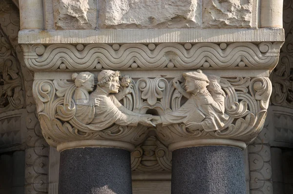 Detalle Las Tallas Catedral Gótica San Etienne Metz Mosela Lorena — Foto de Stock